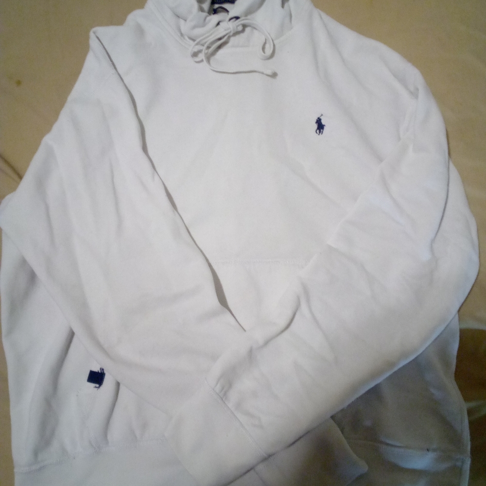 Ralph Lauren Polo White Hoodie Mens Large